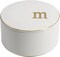 Ceramic Jewelry Box with Gold Monogram Lid – Elegant Cylinder Trinket Organizer for Rings, Necklaces, Bracelets, Earrings, and Small Accessories (Medium, White)